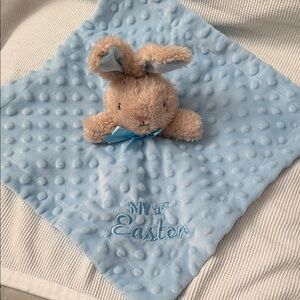 🐰My 1st Easter Tan Bunny Blue Baby Lovey Security Blanket Parents Choice!
